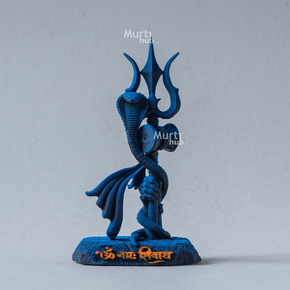 Shiva's Trishul Damru — Om Namah Shivay | Hand-Painted Resin Idol for Car Dashboard