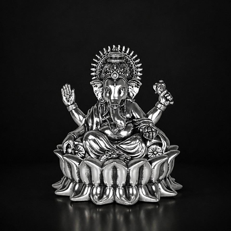 Ganpati Bappa (Lotus Ganesha) Silver Plated
