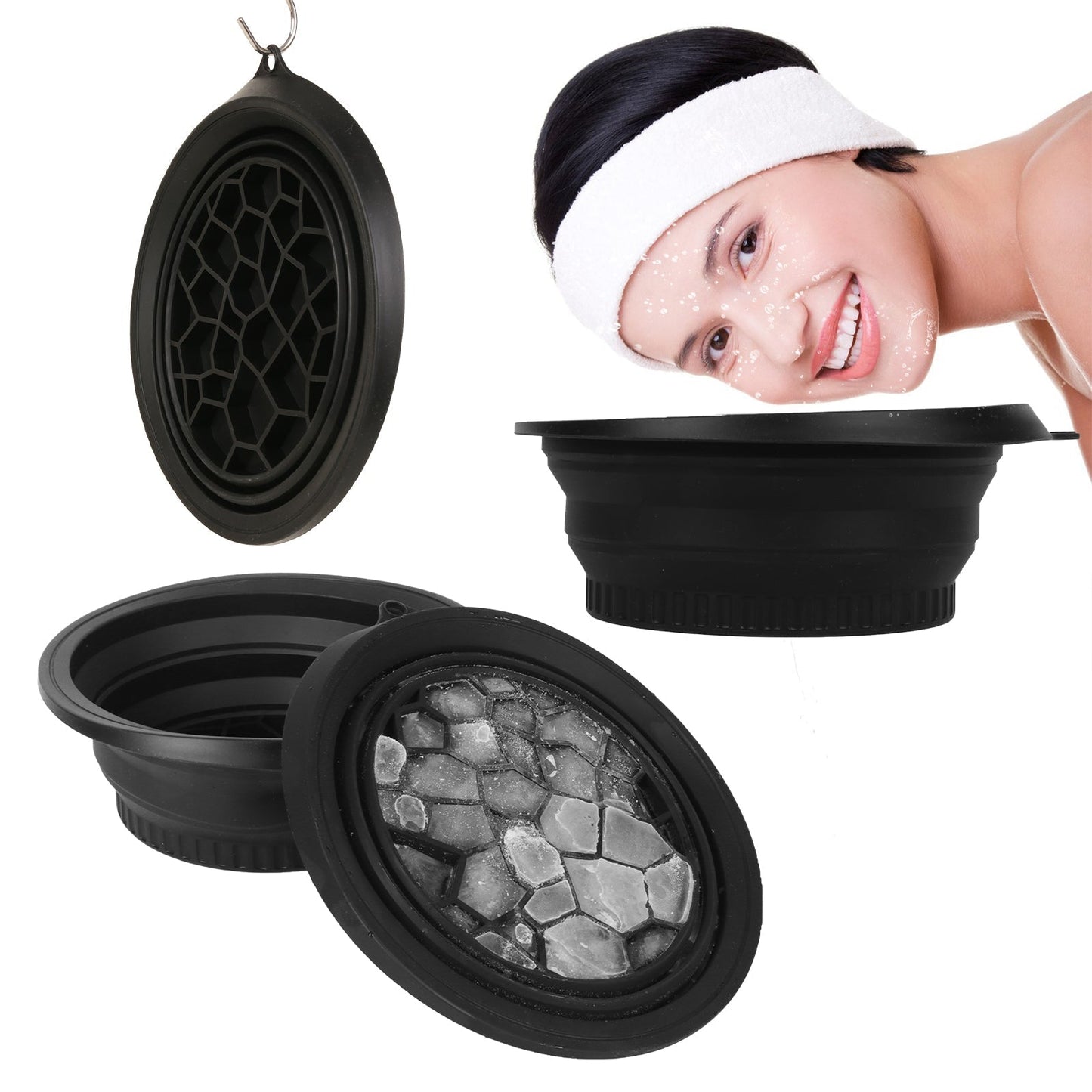 Collapsible Ice Facial Bowl – Portable Silicone Basin for Cold Therapy, Skin Tightening & Refreshing Face Wash