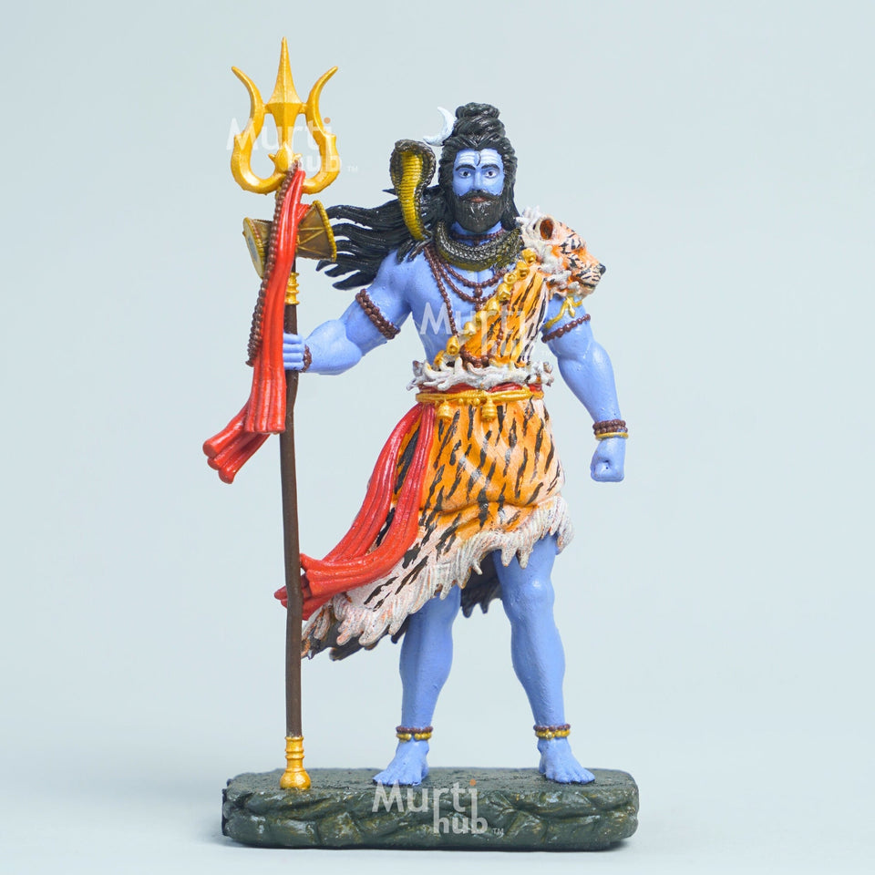 Shiva — The Protector | Exclusively Hand-Painted Standing Mahadev Idol | 12 cm
