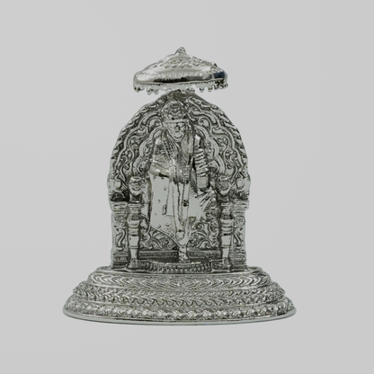 Shirdi Sai Baba Idol with Ornate Back Panel & Chhatra – Handcrafted Murti for Pooja & Gifting