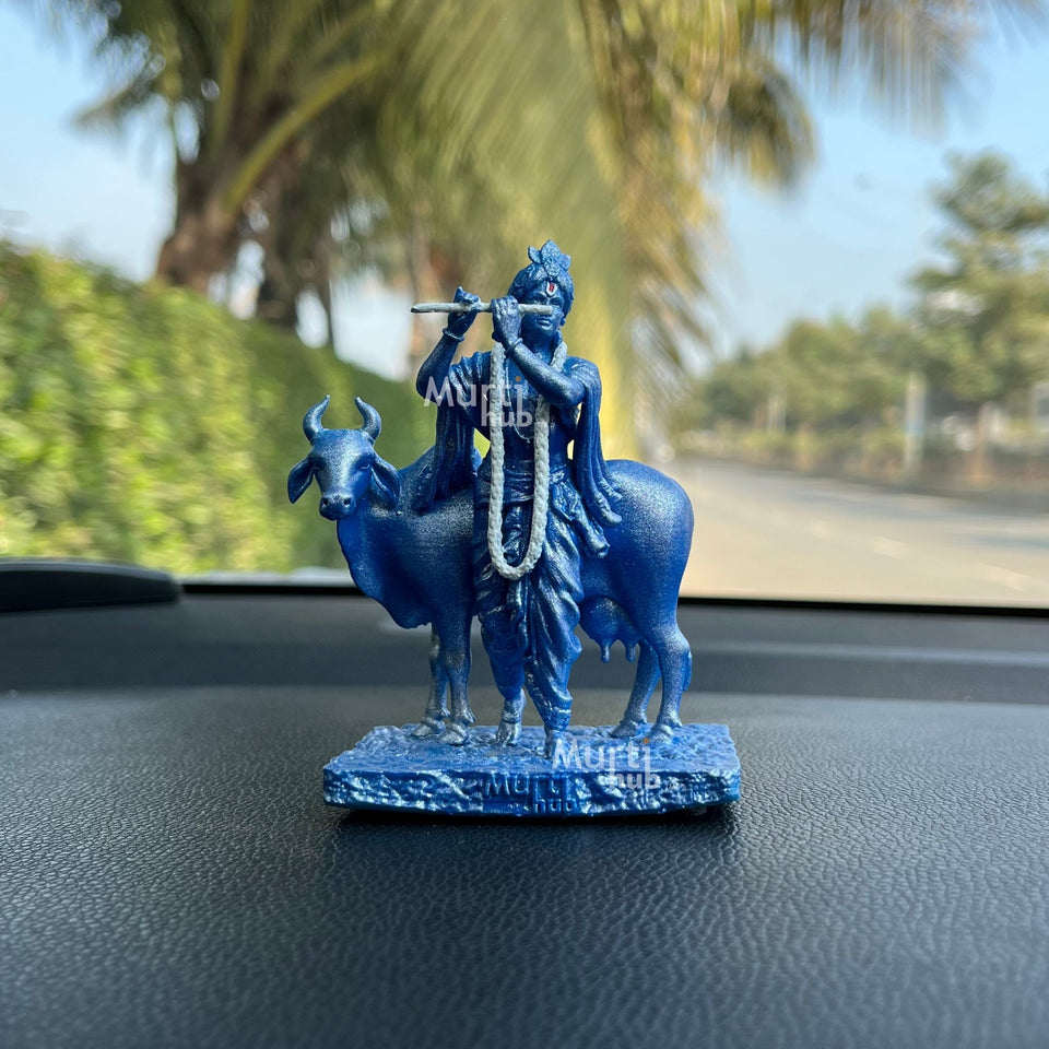 Krishna with Cow Rama Blue