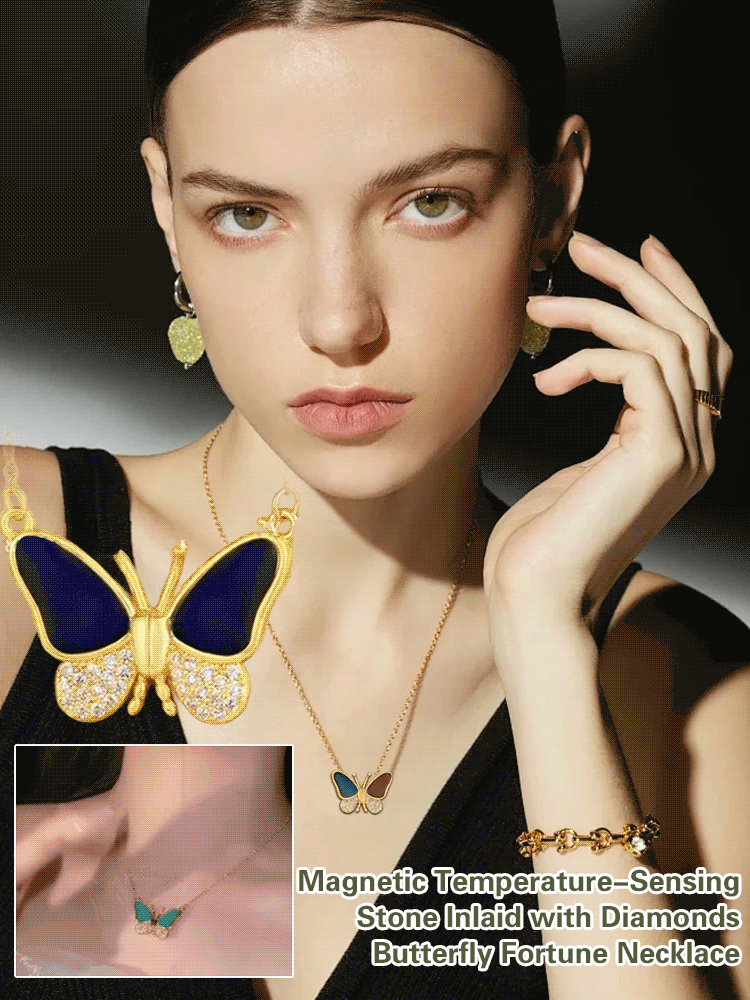 Magnetic Gemstone Butterfly Pendant Necklace