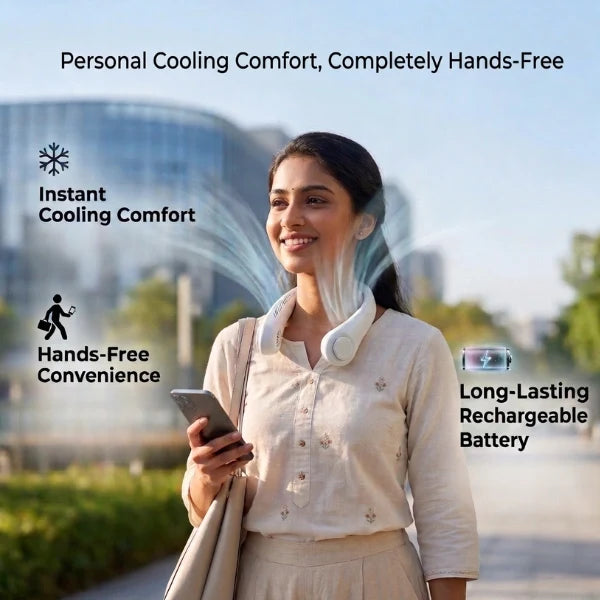 NeckFan™ – Wearable Neck Fan | Soft Airflow | Outdoor & Travel Cooling