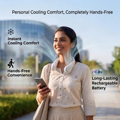 NeckFan™ – Wearable Neck Fan | Soft Airflow | Outdoor & Travel Cooling