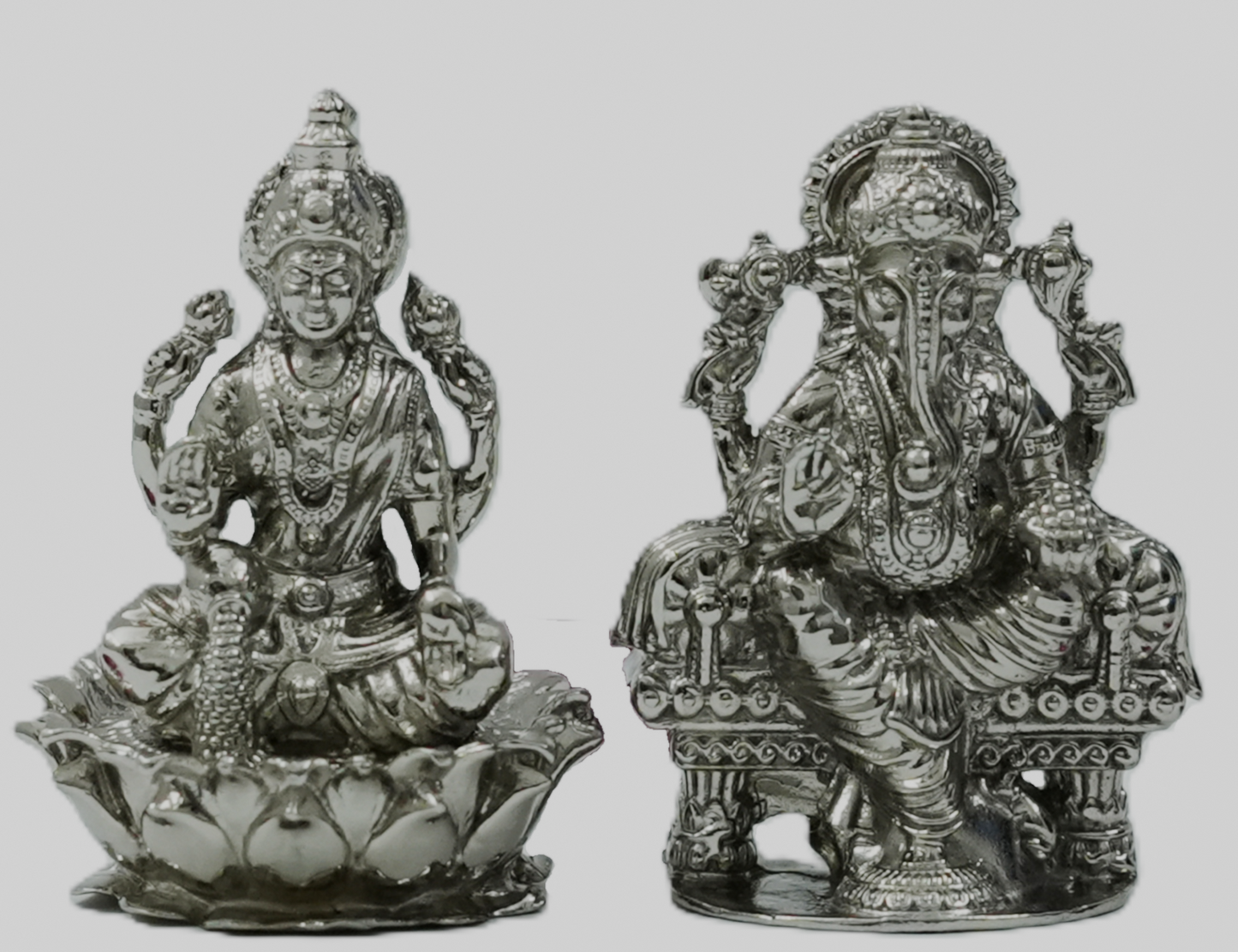 Lakshmi Ganesha Idol Set – Handcrafted Prosperity & Wisdom Murti for Pooja & Gifting