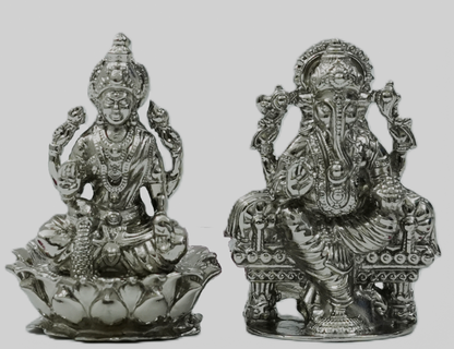 Lakshmi Ganesha Idol Set – Handcrafted Prosperity & Wisdom Murti for Pooja & Gifting