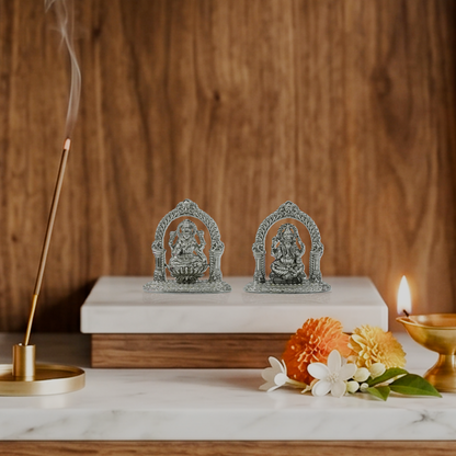 Lakshmi Ganesha Idol Set – Handcrafted Prosperity & Wisdom Murti for Pooja & Gifting