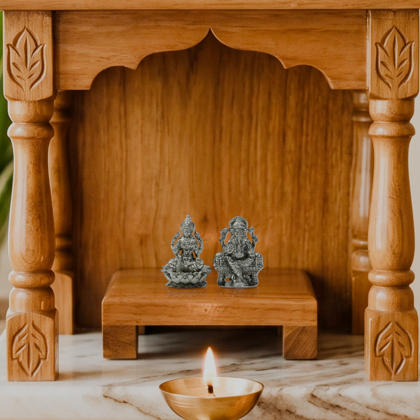 Lakshmi Ganesha Idol Set – Handcrafted Prosperity & Wisdom Murti for Pooja & Gifting