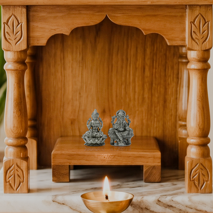 Lakshmi Ganesha Idol Set – Handcrafted Prosperity & Wisdom Murti for Pooja & Gifting