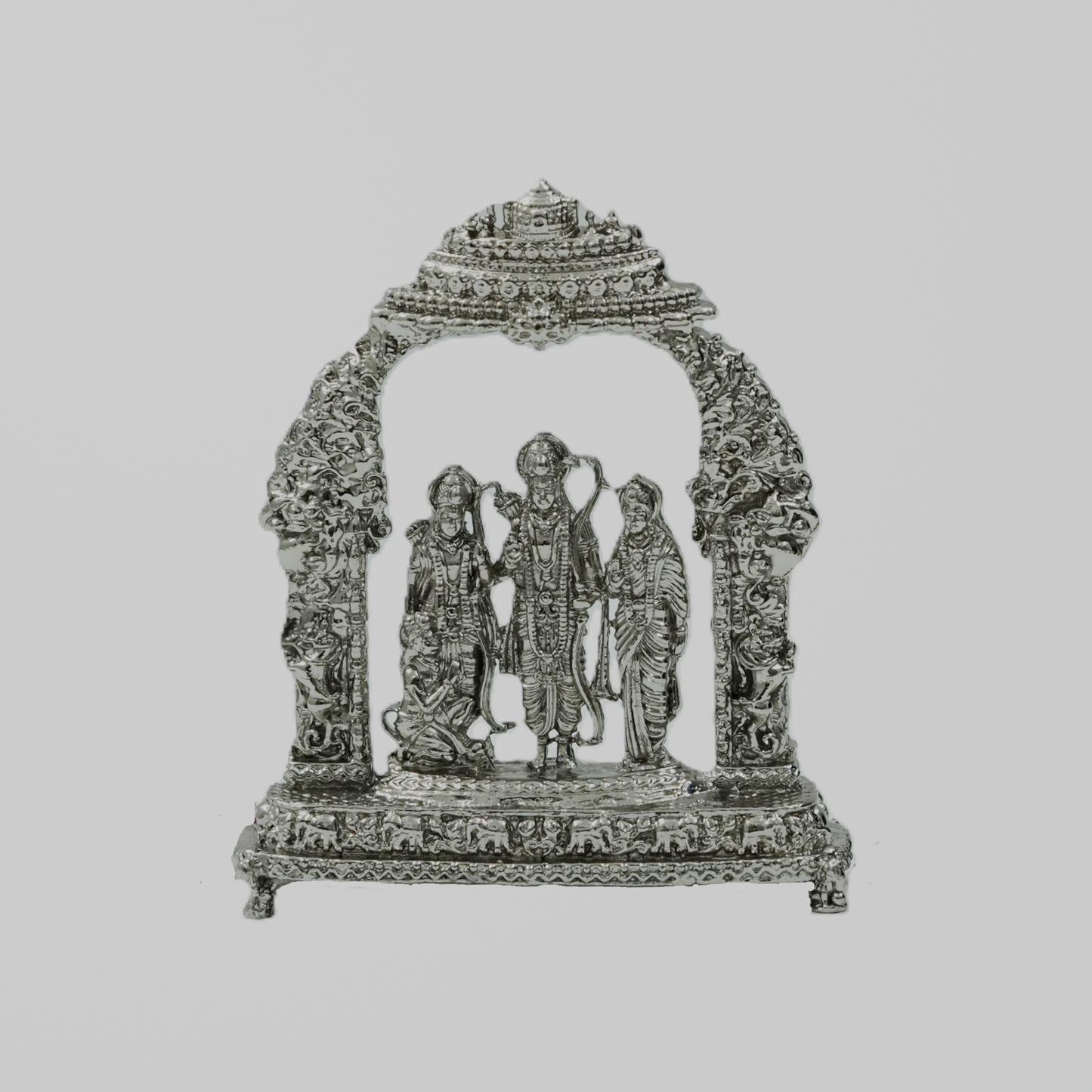 Ram Darbar Idol with Ornate Arch – Handcrafted Shri Ram, Sita, Lakshman & Hanuman Murti