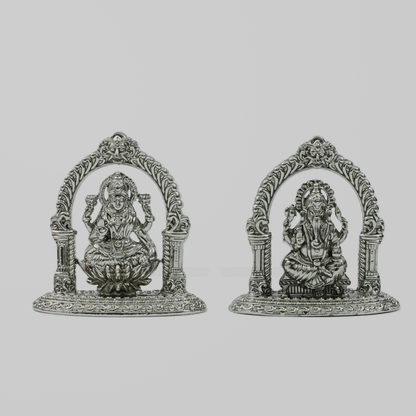 Lakshmi Ganesha Idol Set – Handcrafted Prosperity & Wisdom Murti for Pooja & Gifting