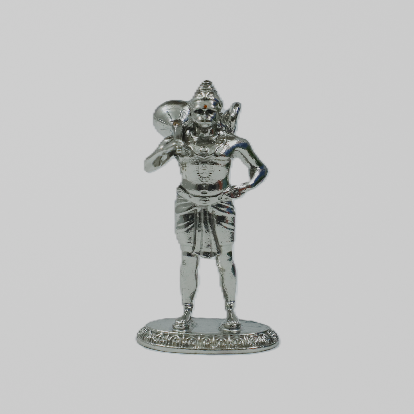 Standing Hanuman Ji Silver Finish Brass Idol | Bajrangbali Murti with Gada for Home & Office