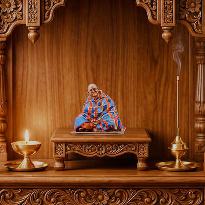 Neem Karoli Baba with Blanket Hand-Painted Idol | Guru Ji Murti