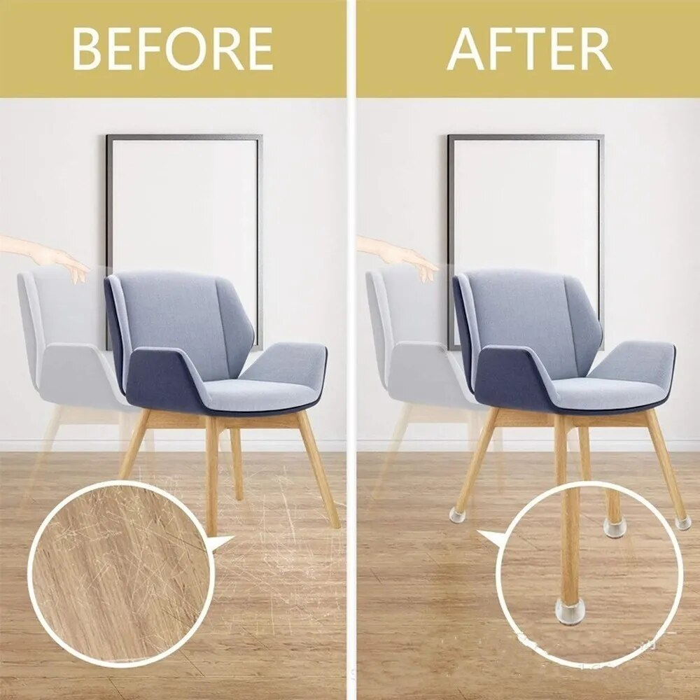 Silicone Furniture Leg Caps with Felt Pads