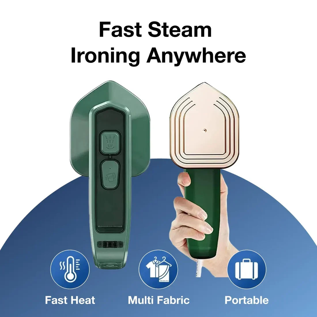 Portable Steam Iron – 2-In-1 Travel Garment Steamer