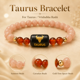 Taurus (वृषभ राशि) Zodiac Sunstone & Carnelian Bracelet