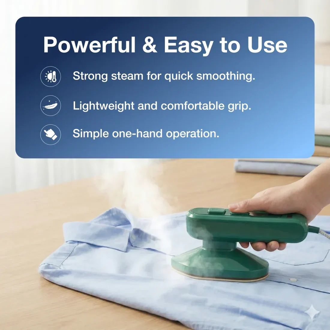 Portable Steam Iron – 2-In-1 Travel Garment Steamer