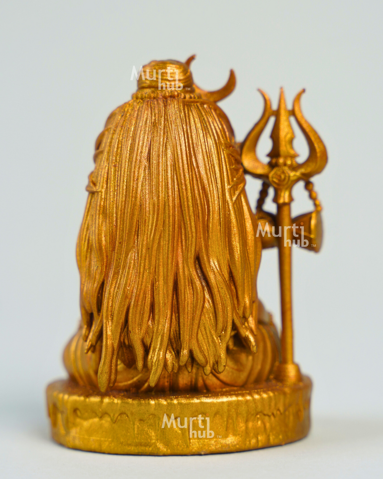 Baal Shiva Idol — The Serene Meditator | Antique Gold Finish | Car Dashboard & Home