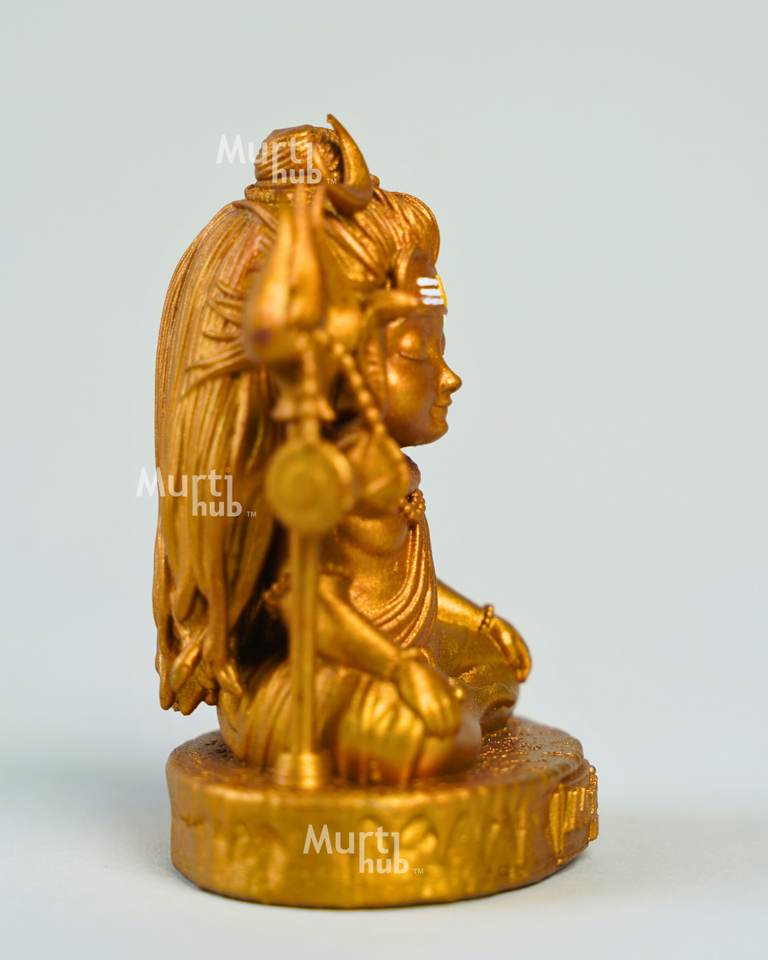 Baal Shiva Idol — The Serene Meditator | Antique Gold Finish | Car Dashboard & Home
