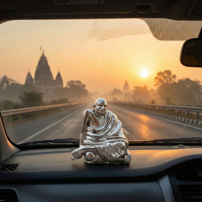 Neem Karoli Baba Silver & Brass Finish Idol | Handcrafted Guru Ji Murti for Home Temple
