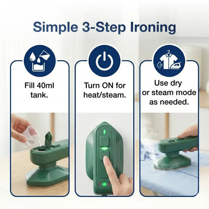 Portable Steam Iron – 2-In-1 Travel Garment Steamer