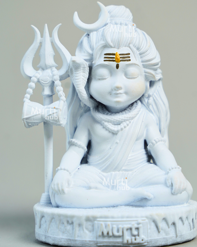 Baal Shiva Idol – The Serene Meditator | Hand-Painted Resin Murti