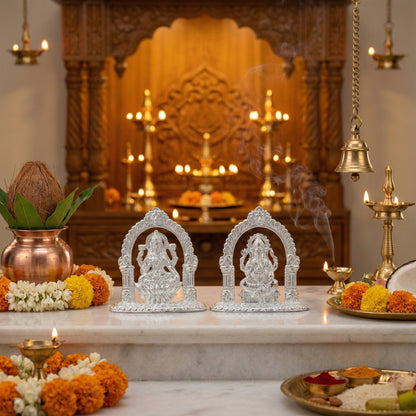 Lakshmi Ganesha Idol Set – Handcrafted Prosperity & Wisdom Murti for Pooja & Gifting