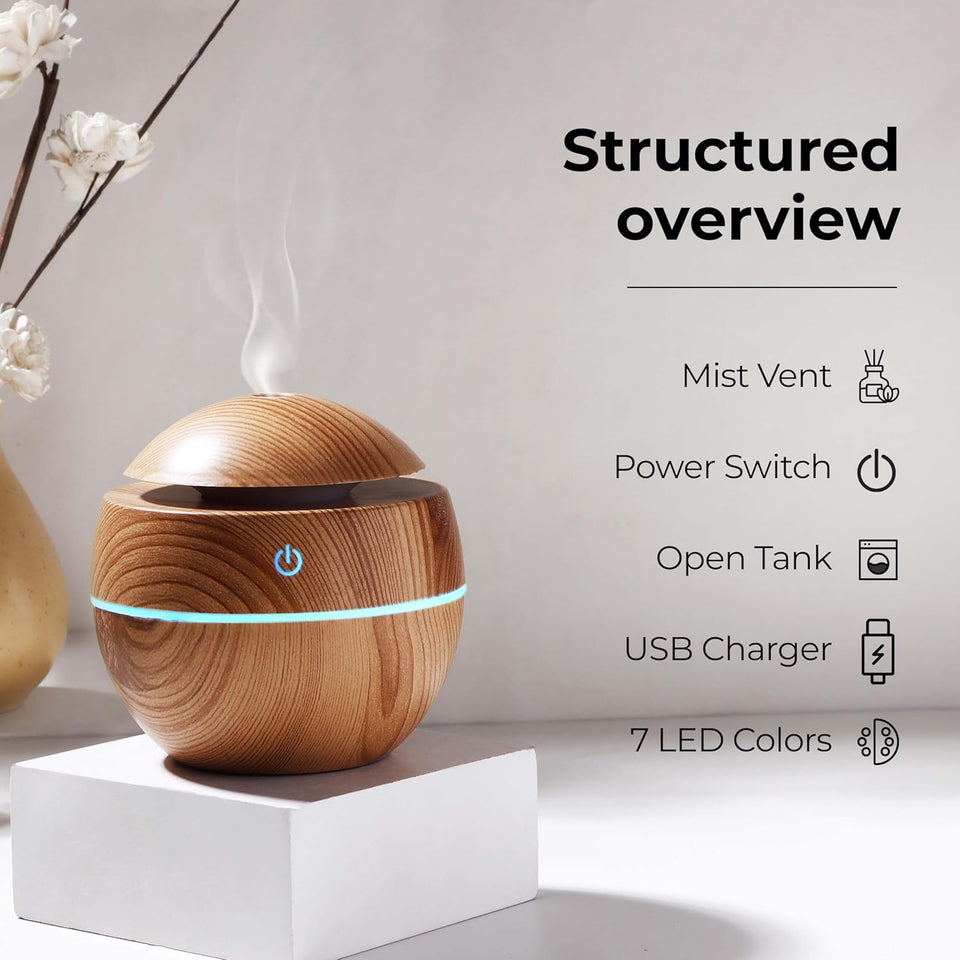 Ultrasonic Aroma Diffuser Humidifier 200ml With Led Light For Home Office (1 Pc)