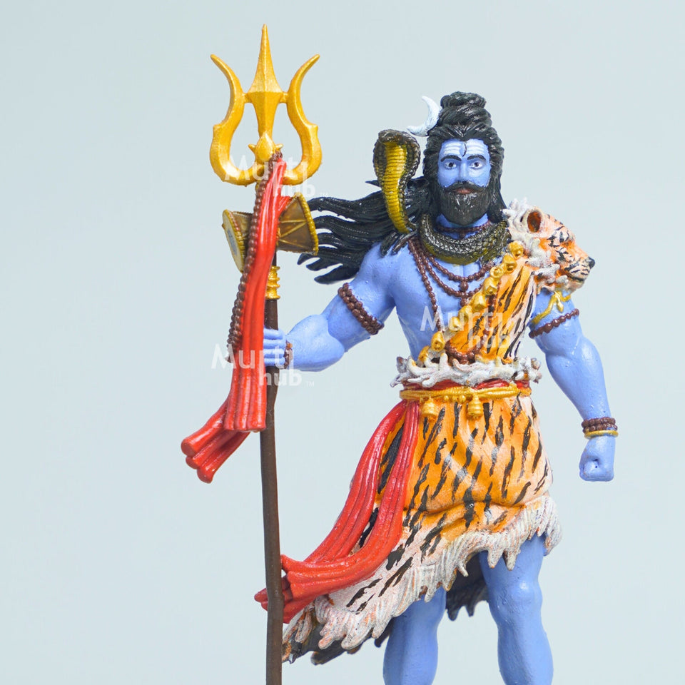 Shiva — The Protector | Exclusively Hand-Painted Standing Mahadev Idol | 12 cm