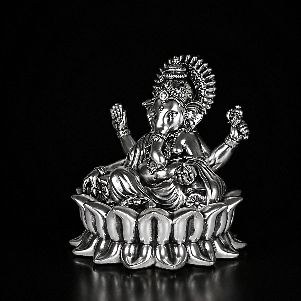 Ganpati Bappa (Lotus Ganesha) Silver Plated