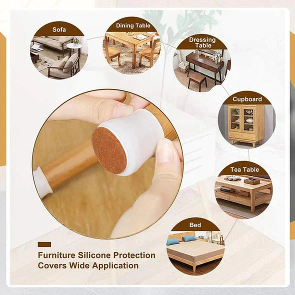 Silicone Furniture Leg Caps with Felt Pads