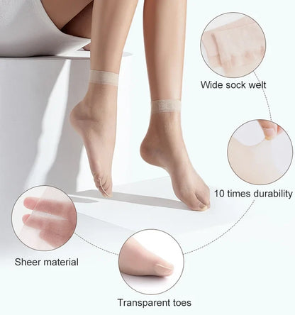 Sheer Crystal Silk Socks（😍3 Pairs/Set）