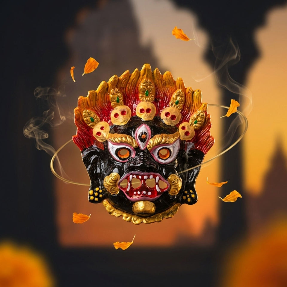 Kirtimukh Trishakti Set – Red-Black Guardian, Narsingh Face & Golden Glow