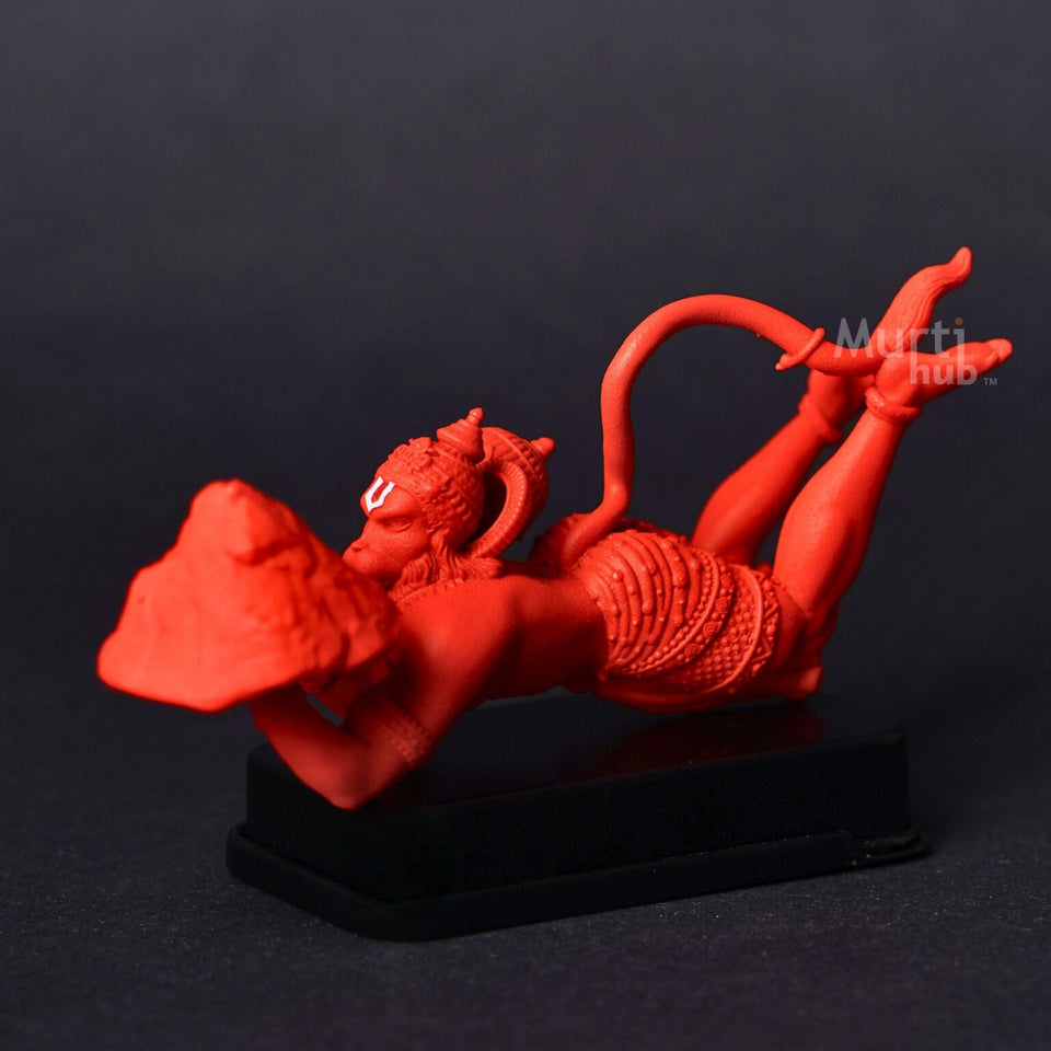 Sanjivani Hanuman in Action — Antique Gold | Flying Bajrangbali Idol for Car Dashboard