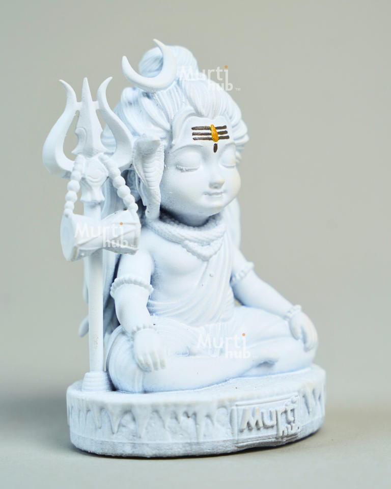 Baal Shiva Idol — The Serene Meditator | Antique Gold Finish | Car Dashboard & Home