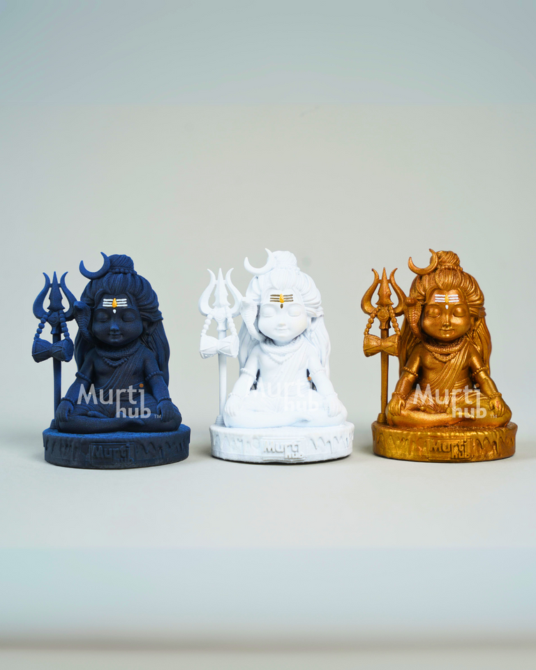 Baal Shiva Idol — The Serene Meditator | Antique Gold Finish | Car Dashboard & Home