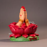 Namaste & Pranam Hand Idol – Divine Greeting Gesture on Lotus Base – Home & Car Décor