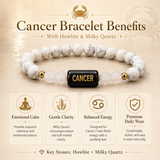Cancer (कर्क राशि) Zodiac Howlite & Milky Quartz Bracelet