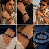 Sagittarius (धनु राशि) Zodiac Black Obsidian & Lapis Lazuli Bracelet