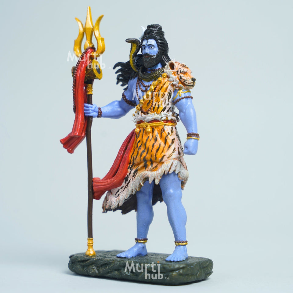 Shiva — The Protector | Exclusively Hand-Painted Standing Mahadev Idol | 12 cm