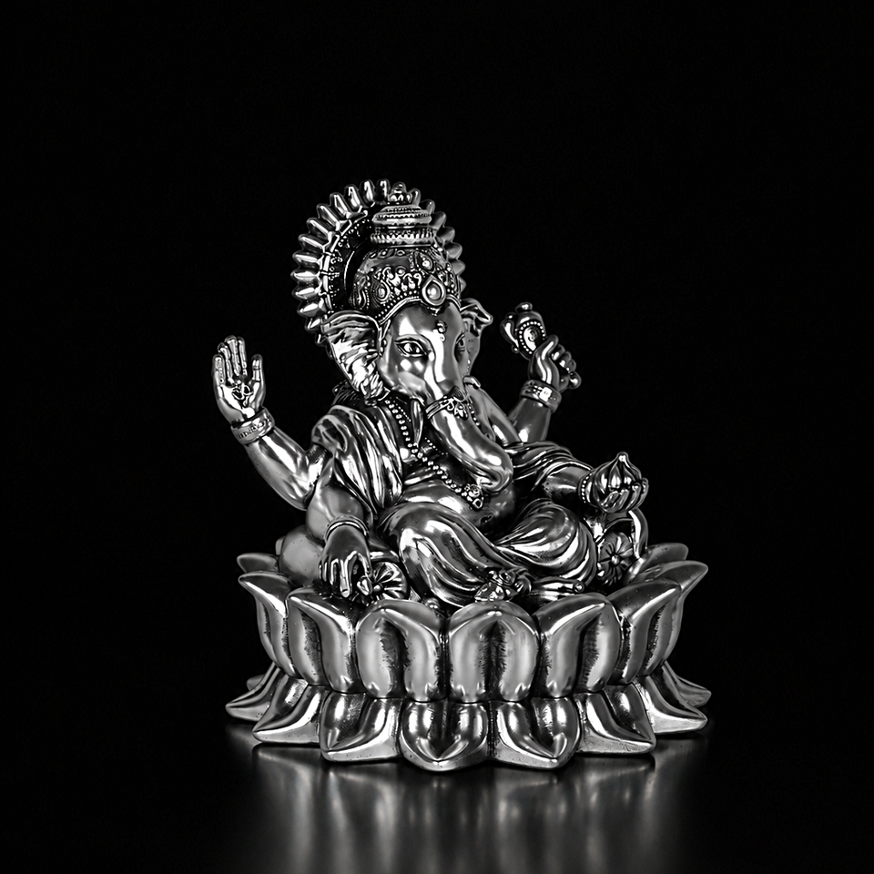Ganpati Bappa (Lotus Ganesha) Silver Plated