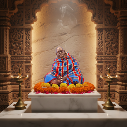 Neem Karoli Baba with Blanket Hand-Painted Idol | Guru Ji Murti
