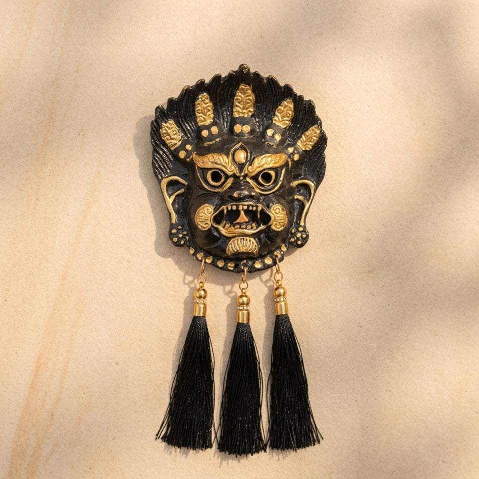 Narsingh Kirtimukh Divine Combo (Set of 3) – Black Tassel & Golden Glow Protection Decor