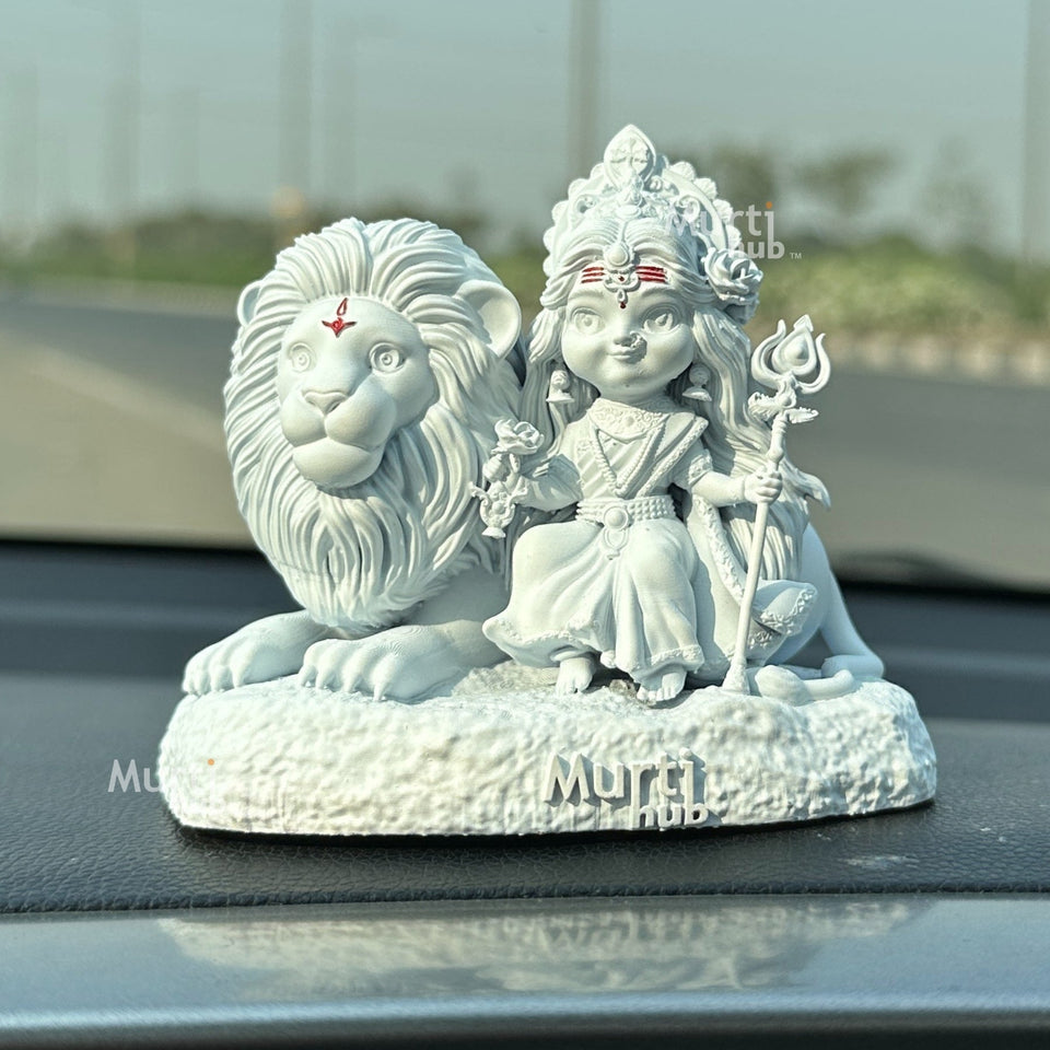Baal Durga Maa with Lion – Car Dashboard Idol