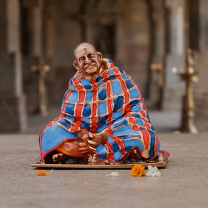 Neem Karoli Baba with Blanket Hand-Painted Idol | Guru Ji Murti