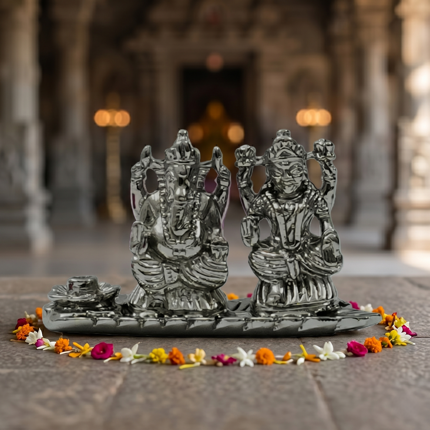 Lakshmi Ganesha Idol Set – Handcrafted Prosperity & Wisdom Murti for Pooja & Gifting