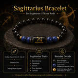 Sagittarius (धनु राशि) Zodiac Black Obsidian & Lapis Lazuli Bracelet