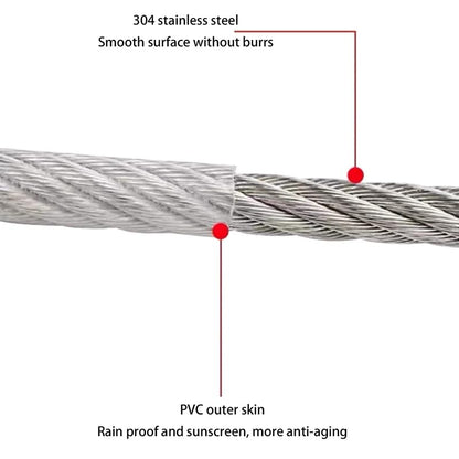 Stainless Steel PVC Coated Clothesline Rope with Locking Hooks