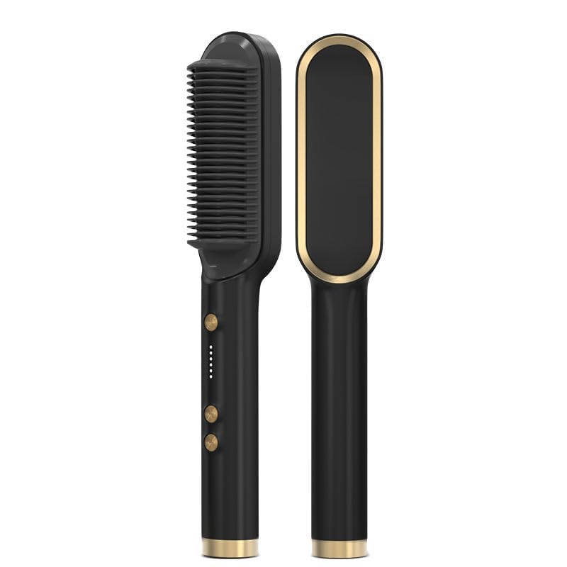 Professional Electric Hair Straightener Brush – Anti-Scald Fast Heating Straightening Comb